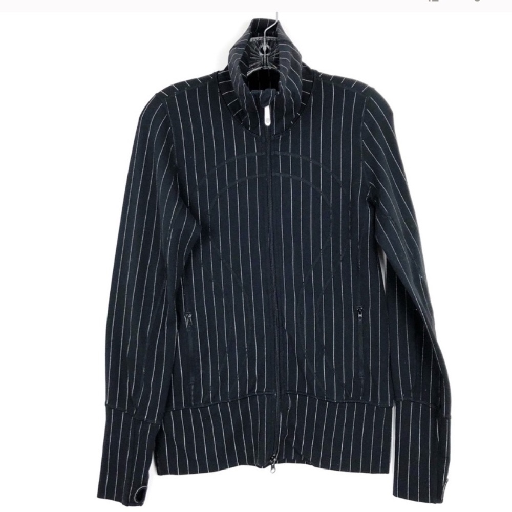 Rare Lululemon In Stride Jacket in black pinstripe